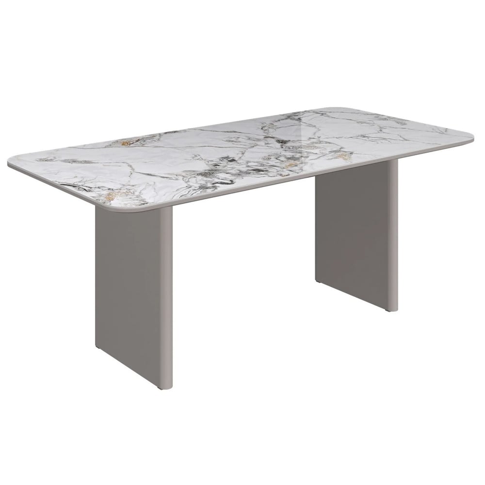 Malone Grey Gloss Dining Table With White Ceramic Top