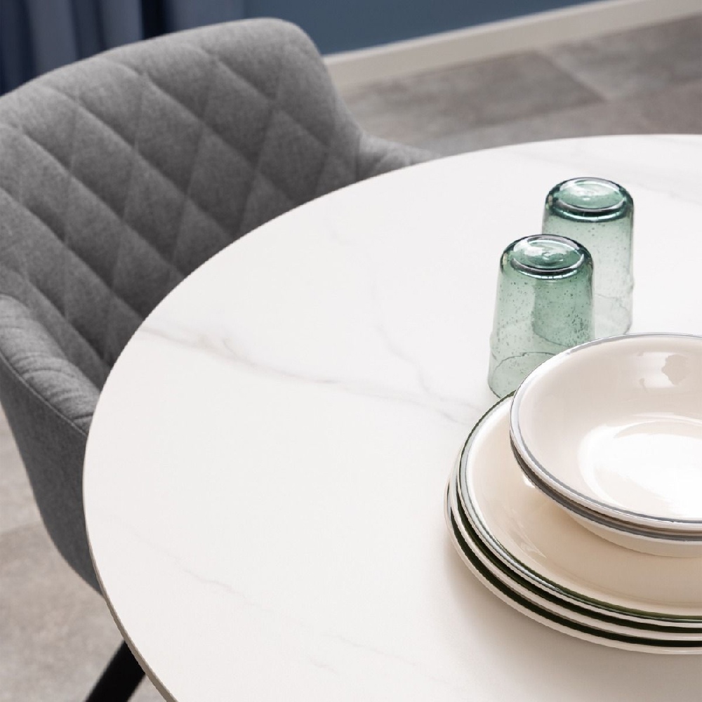 Malone Ceramic Dining Table Round In White