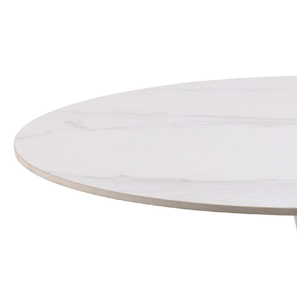 Malone Ceramic Dining Table Round In White