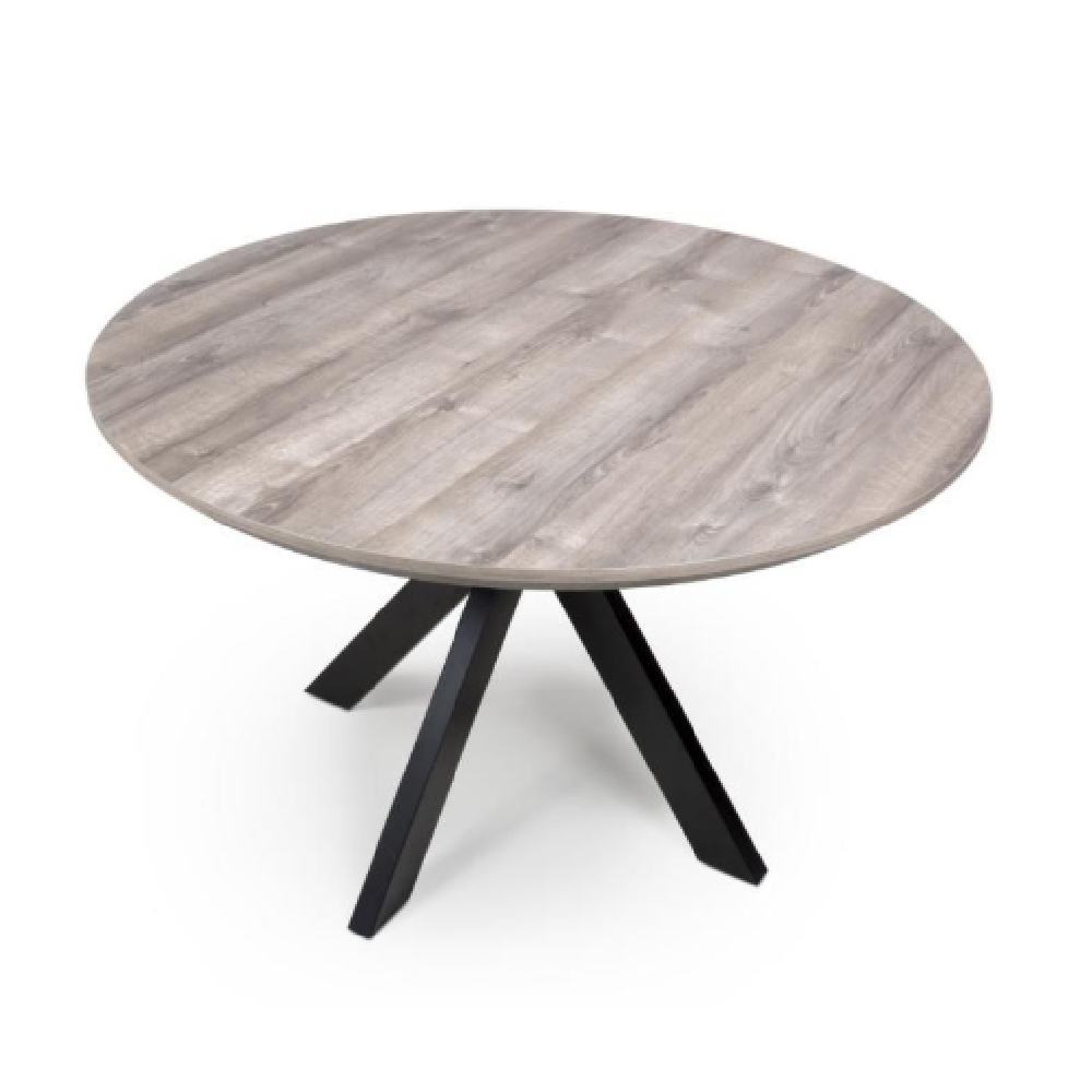 Malone Large Wooden Round Dining Table In Grey