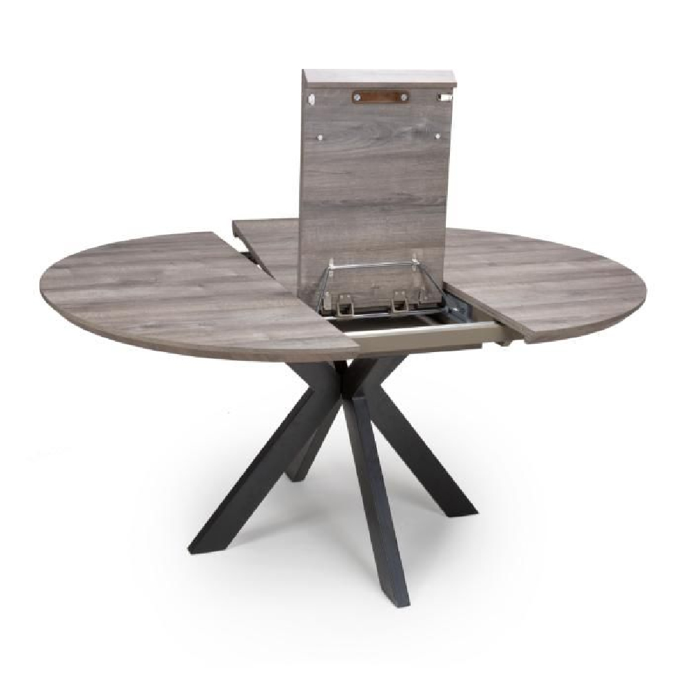 Malone Wooden Extending Round Dining Table In Grey