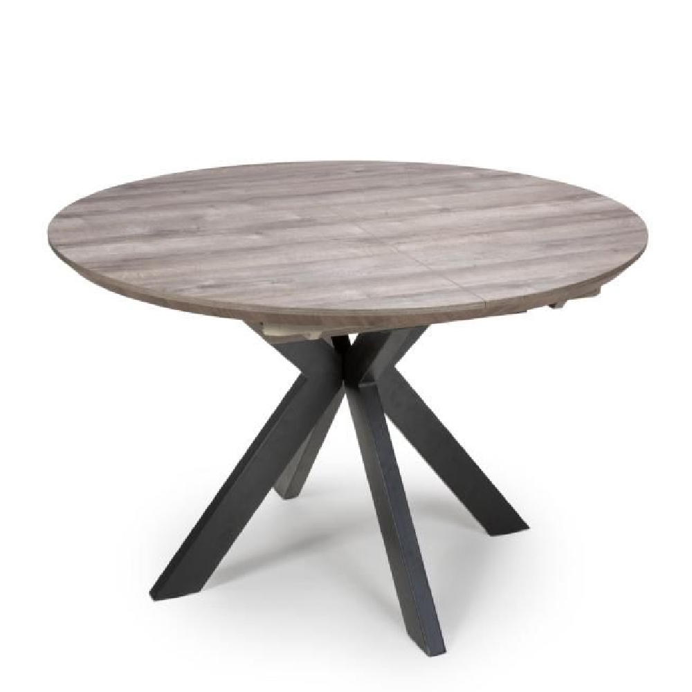 Malone Wooden Extending Round Dining Table In Grey