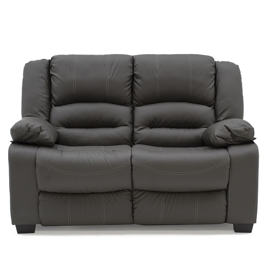 Malou 2 Seater Sofa In Grey Faux Leather Furniture in Fashion