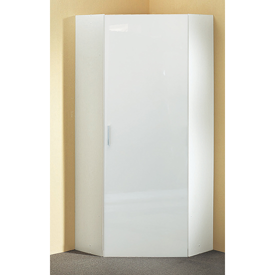 Malta Corner Wooden Wardrobe In High Gloss White Furniture in Fashion