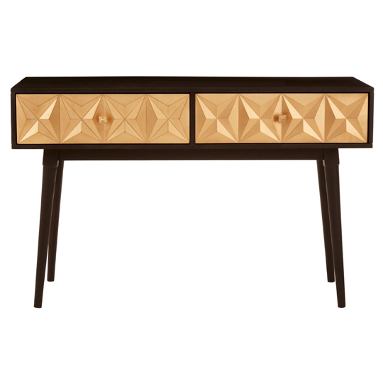 Read more about Horna mango wood console table in black and gold palette