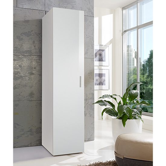 Read more about Malta medium wooden wardrobe in high gloss white