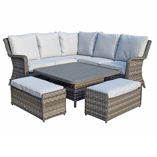 Malti Corner Weave Dining Sofa Set With Lift Table In Grey_2