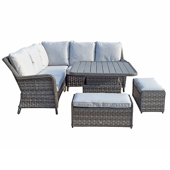 Malti Corner Weave Dining Sofa Set With Lift Table In Grey_3