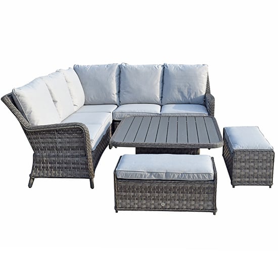 Malti Corner Weave Dining Sofa Set With Lift Table In Grey_4