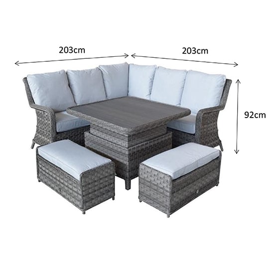 Malti Corner Weave Dining Sofa Set With Lift Table In Grey_5