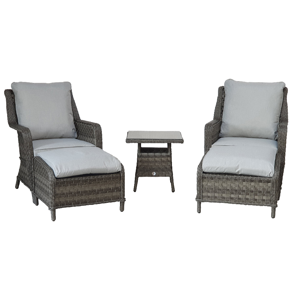 Malti Rattan Garden Lounge Set With Side Table In Grey