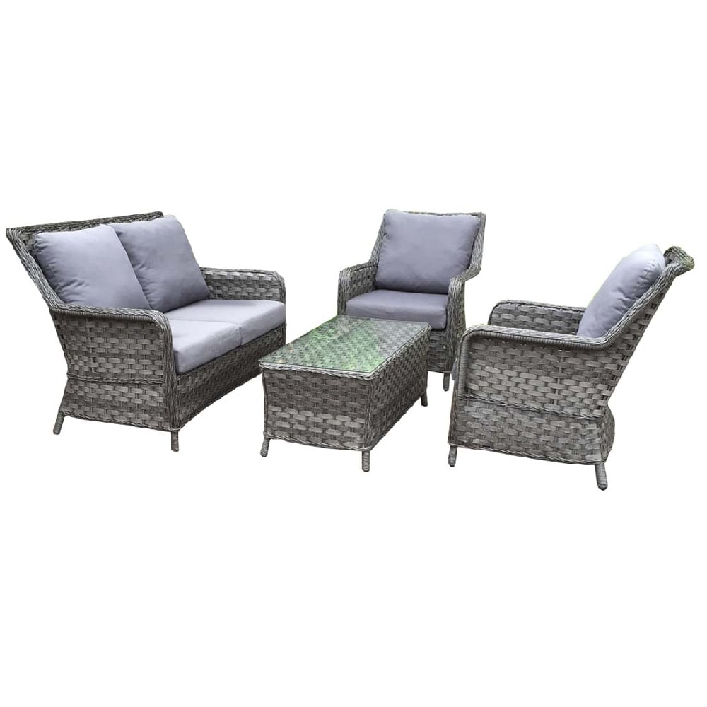 Malti Rattan Garden Sofa Set With Coffee Table In Grey
