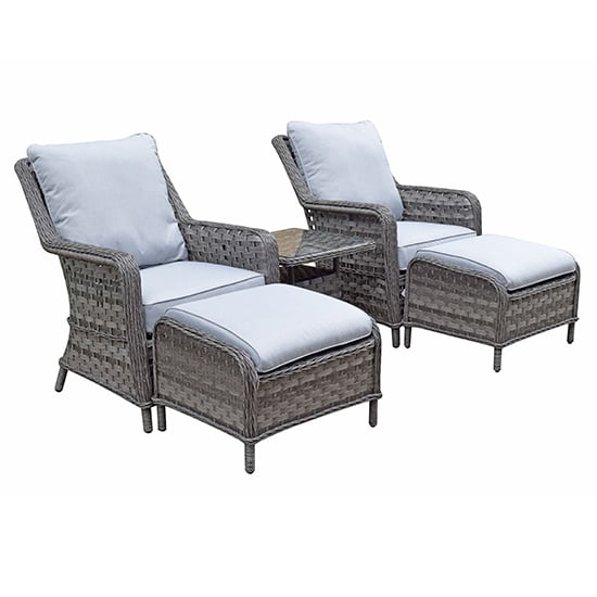 Malti Weave 5 Piece Lounge Set With Cushions In Multi Grey