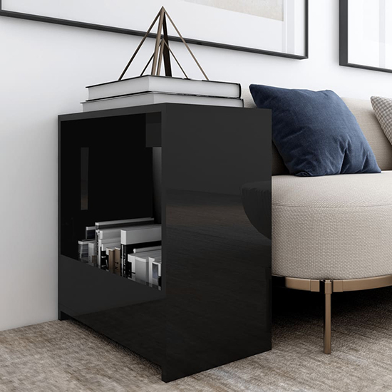 Malva High Gloss Side Table In Black Furniture in Fashion