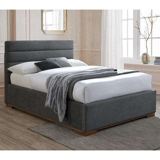 Read more about Malva ottoman fabric double bed in dark grey