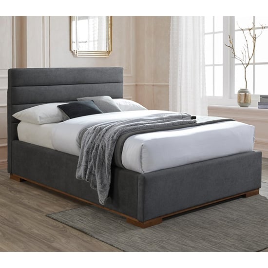 Malva Ottoman Fabric King Size Bed In Dark Grey