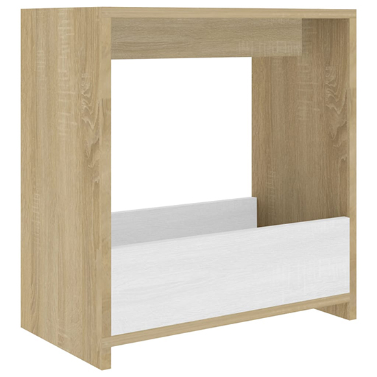 Malva Wooden Side Table In White And Sonoma Oak_2