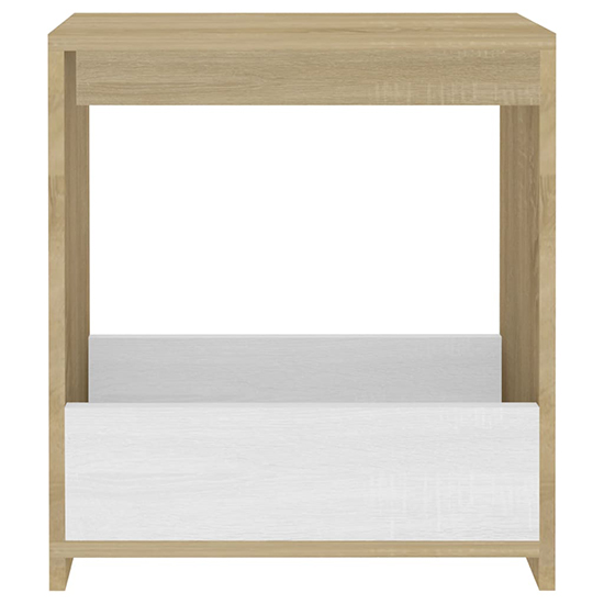 Malva Wooden Side Table In White And Sonoma Oak_3