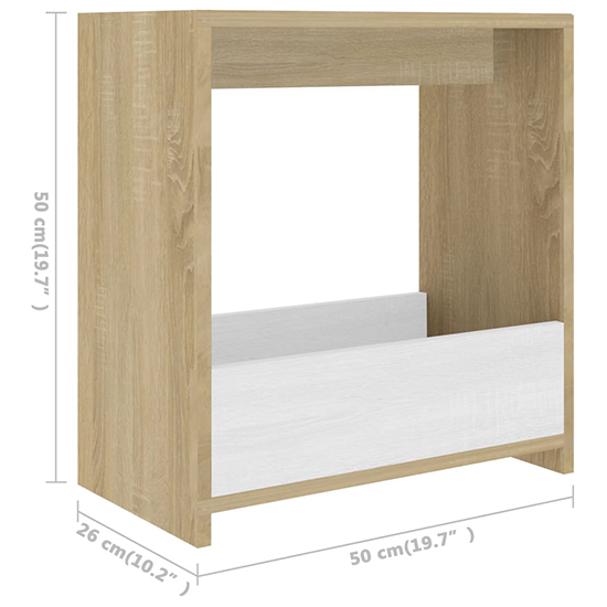 Malva Wooden Side Table In White And Sonoma Oak_4