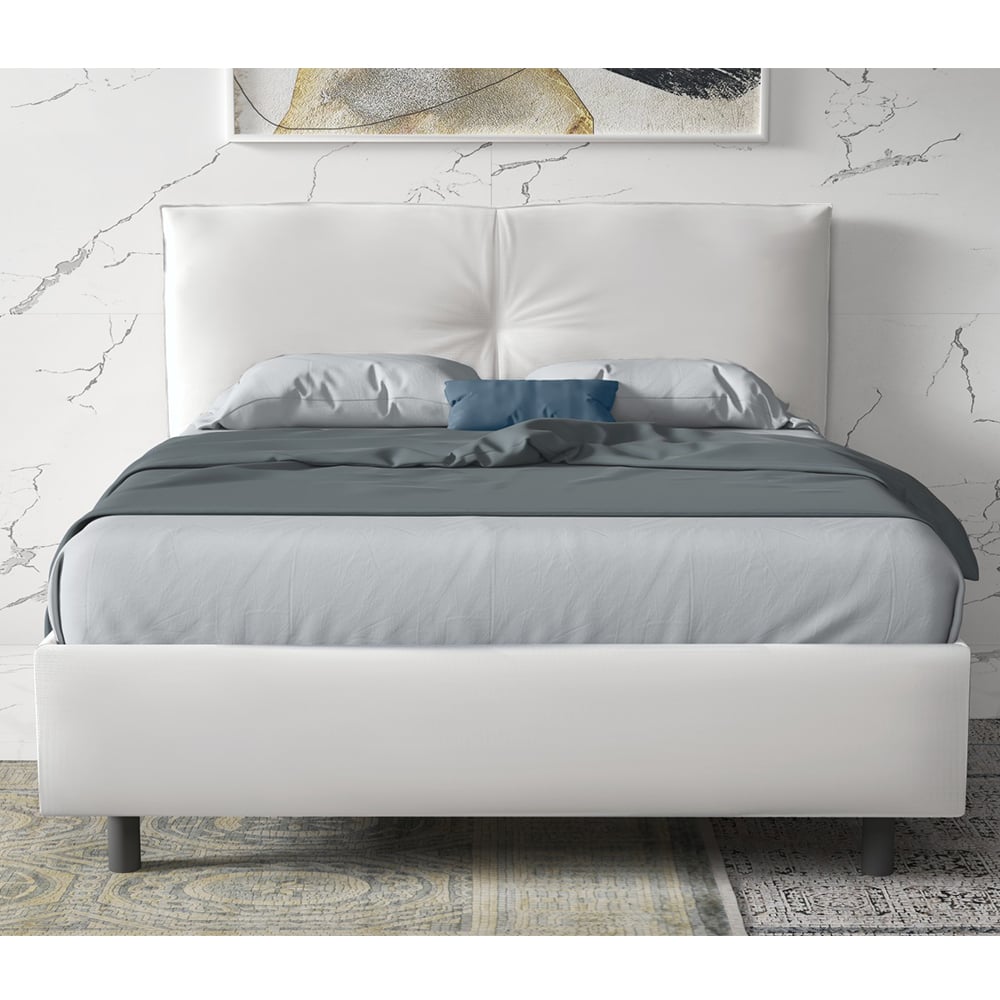 Product photograph of Malvern Leather Small Double Bed In White from Furniture in Fashion