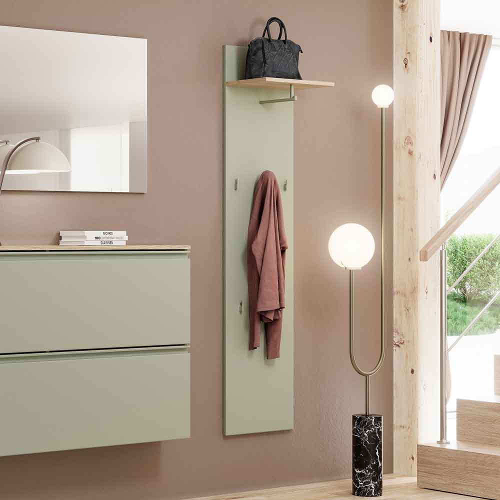 Malvern Slim Wooden Coat Rack in Sage Green