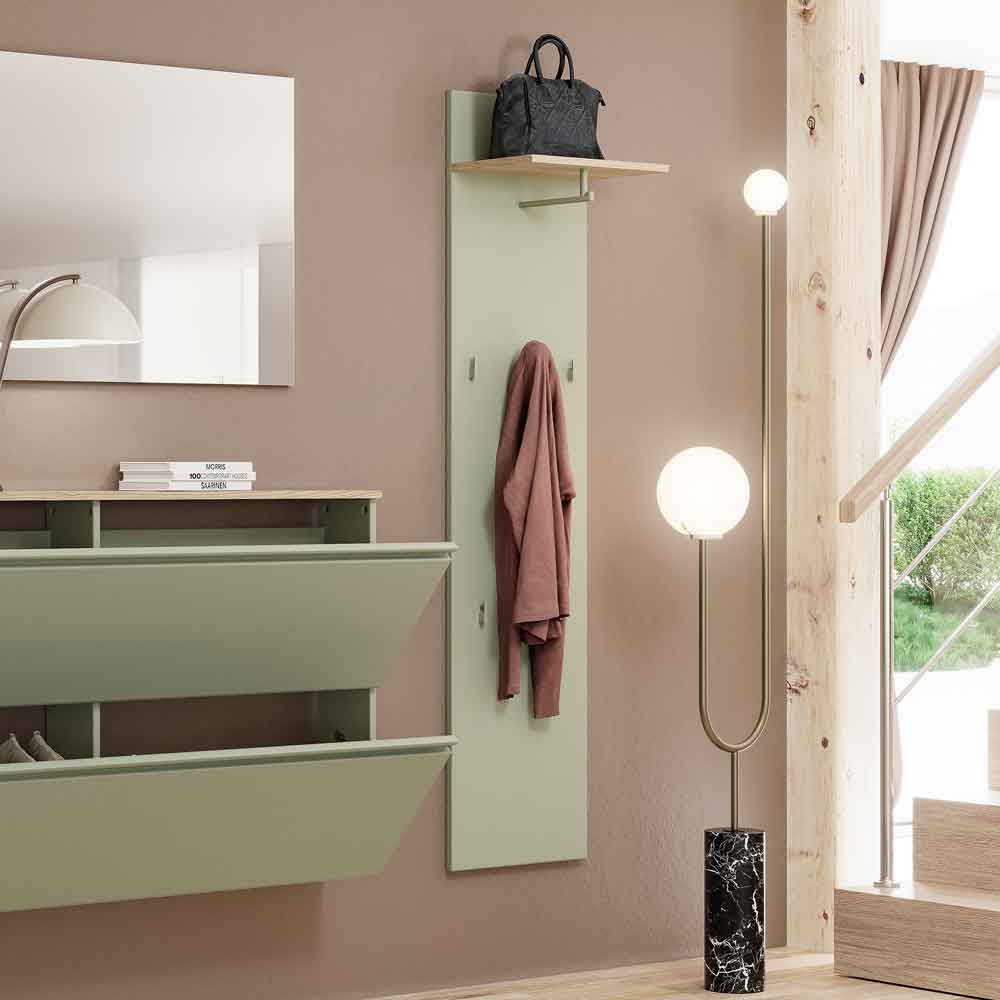 Malvern Slim Wooden Coat Rack in Sage Green