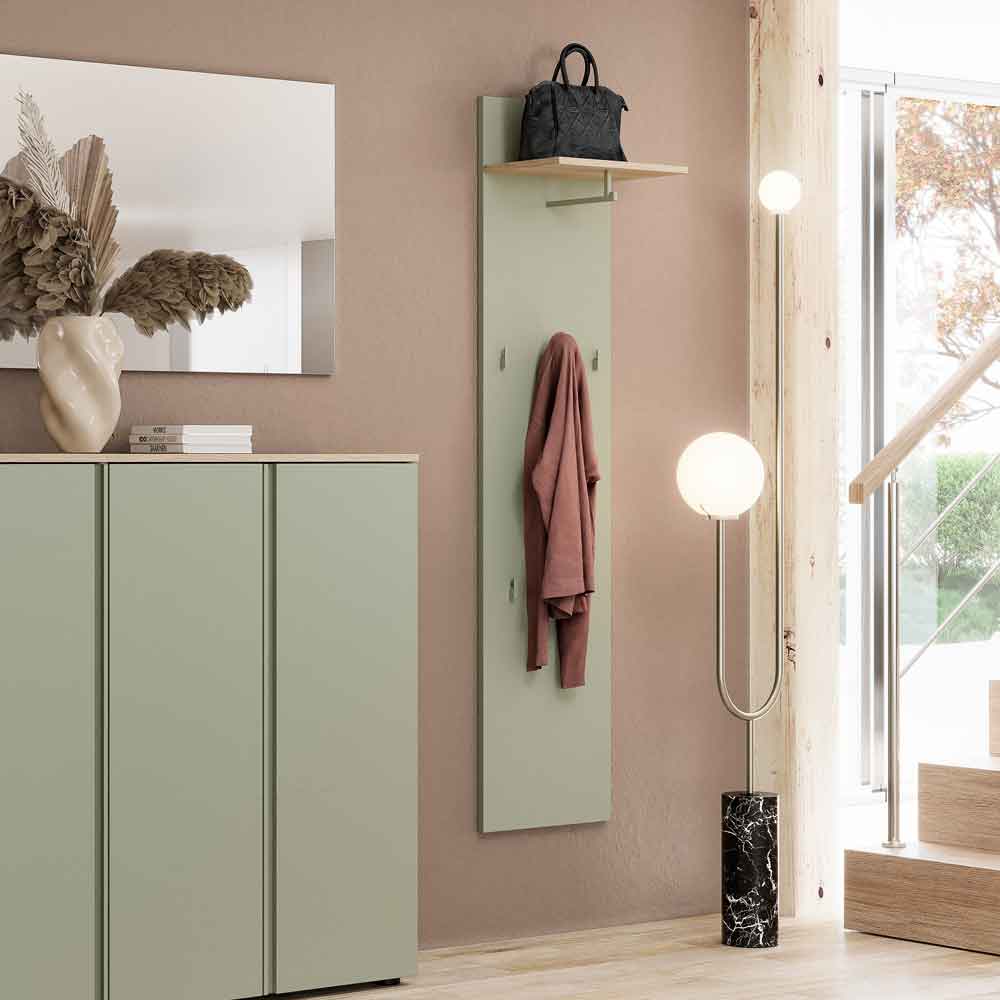 Malvern Slim Wooden Coat Rack in Sage Green