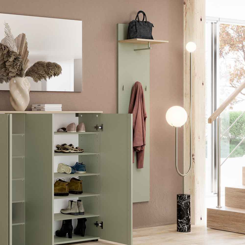 Malvern Slim Wooden Coat Rack in Sage Green