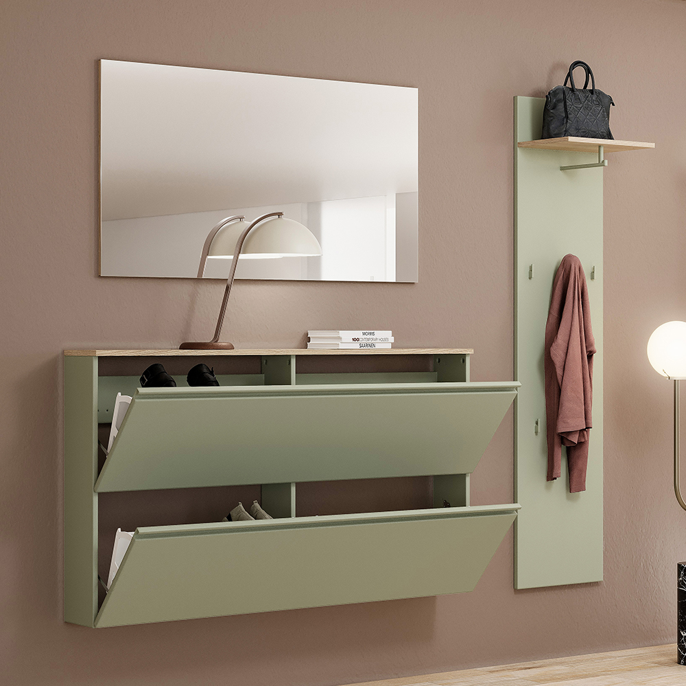 Malvern Wall Mounted Wooden Hallway Furniture Set in Sage Green