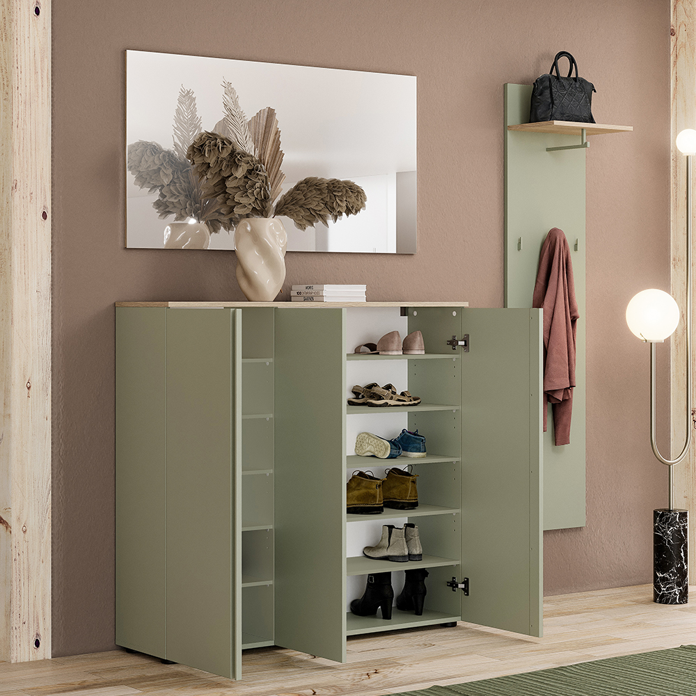 Malvern Wooden Hallway Furniture Set with 3 Doors in Sage Green