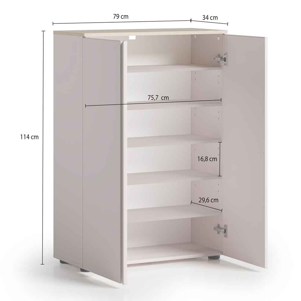 Malvern Wooden Shoe Storage Cabinet with 2 Doors in Cashmere