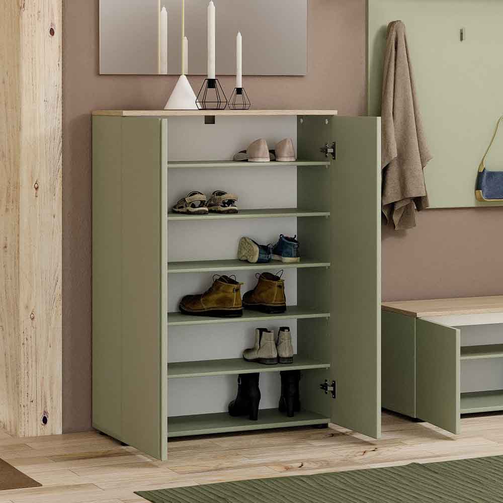 Malvern Wooden Shoe Storage Cabinet with 2 Doors in Sage Green