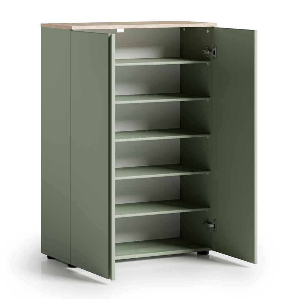 Malvern Wooden Shoe Storage Cabinet with 2 Doors in Sage Green