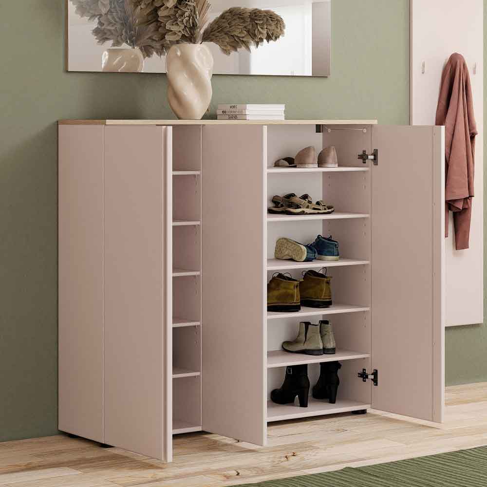 Malvern Wooden Shoe Storage Cabinet with 3 Doors in Cashmere
