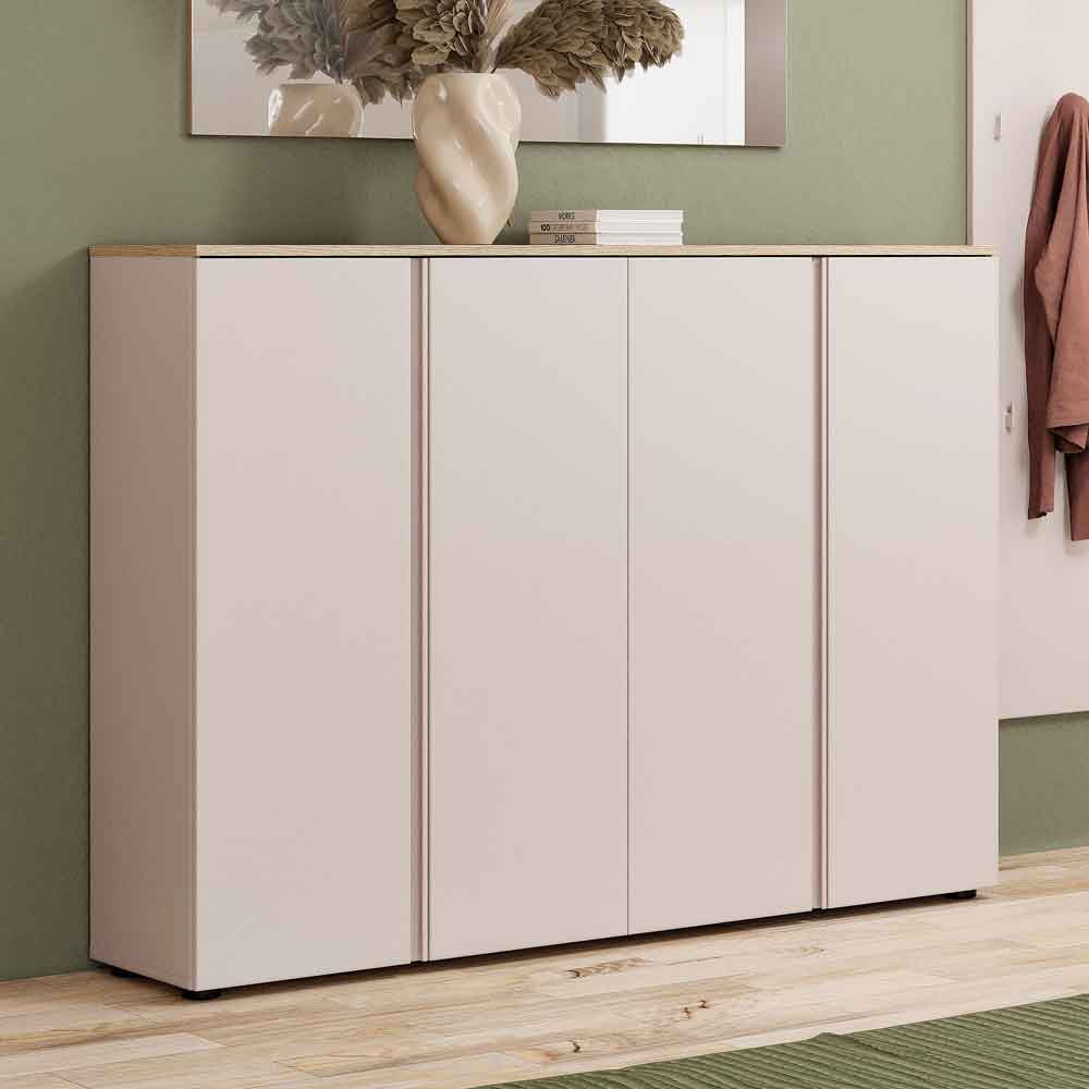 Malvern Wooden Shoe Storage Cabinet with 4 Doors in Cashmere