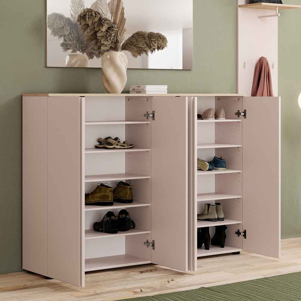Malvern Wooden Shoe Storage Cabinet with 4 Doors in Cashmere
