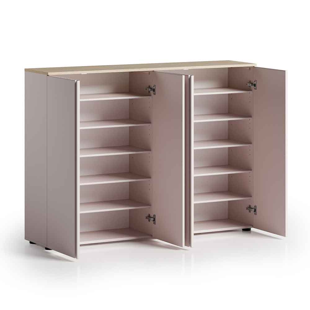 Malvern Wooden Shoe Storage Cabinet with 4 Doors in Cashmere