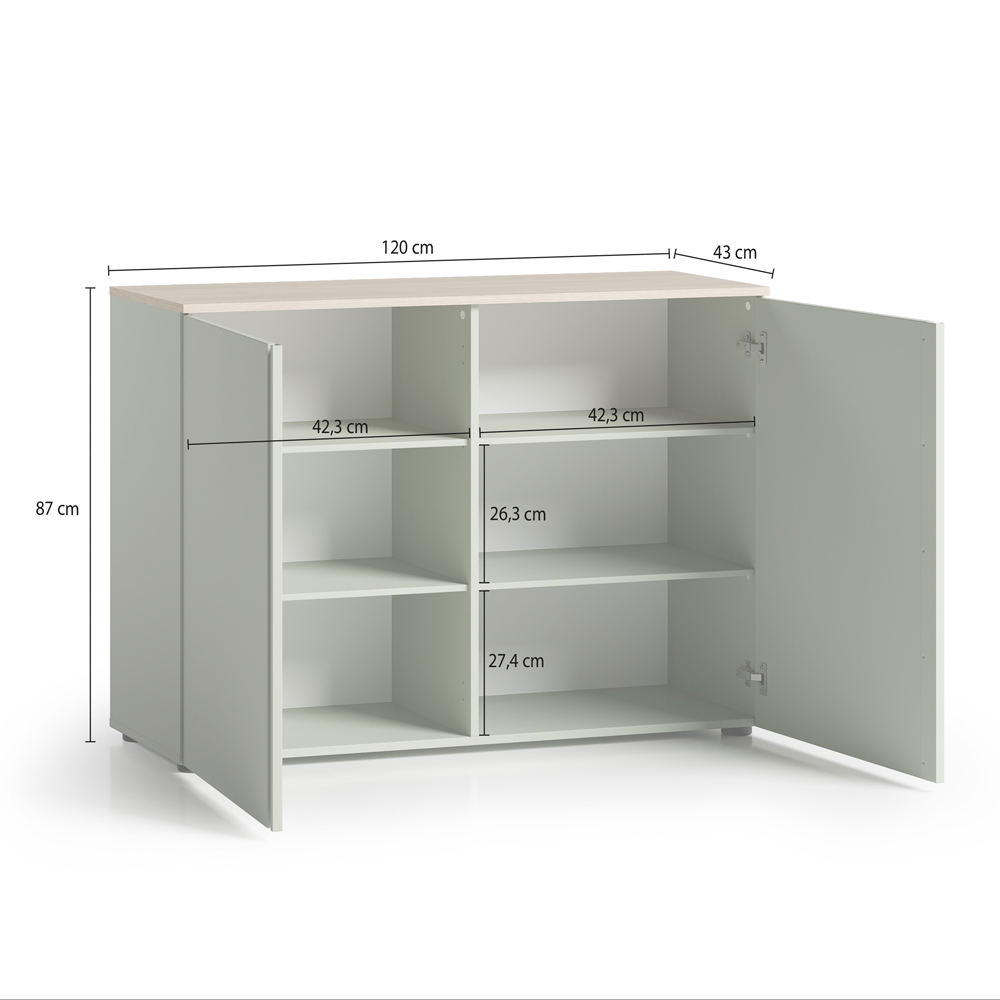 Malvern Wooden Sideboard with 2 Doors in Sage Green
