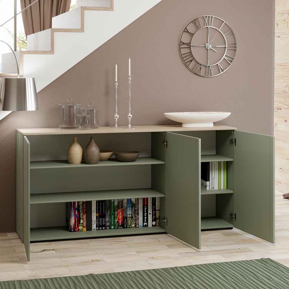 Malvern Wooden Sideboard with 3 Doors in Sage Green
