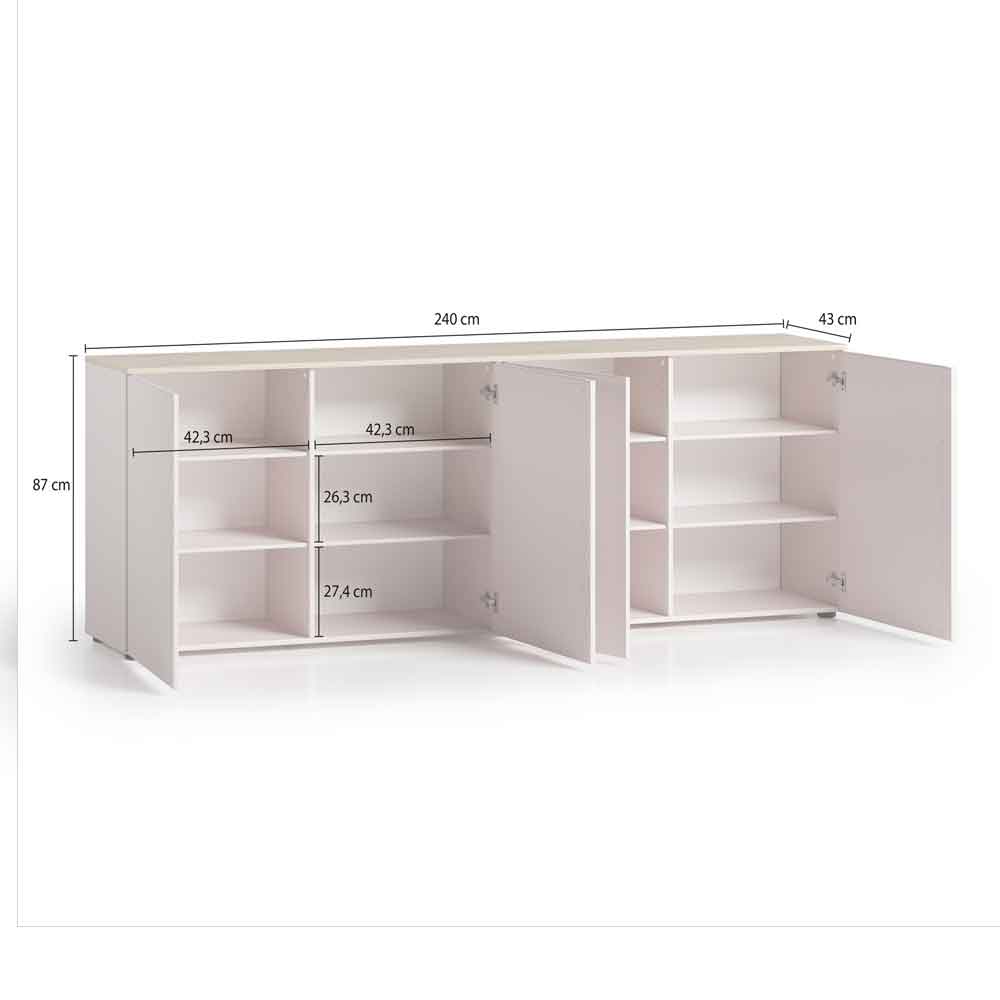 Malvern Wooden Sideboard with 4 Doors in Cashmere