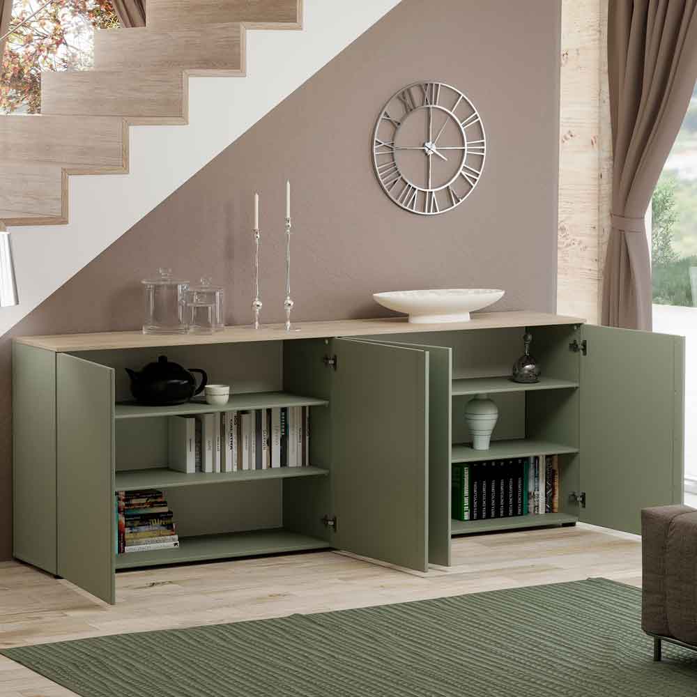 Malvern Wooden Sideboard with 4 Doors in Sage Green