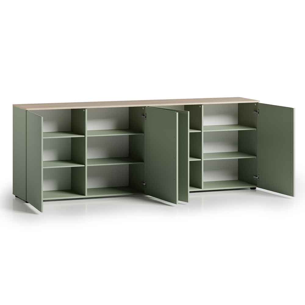 Malvern Wooden Sideboard with 4 Doors in Sage Green