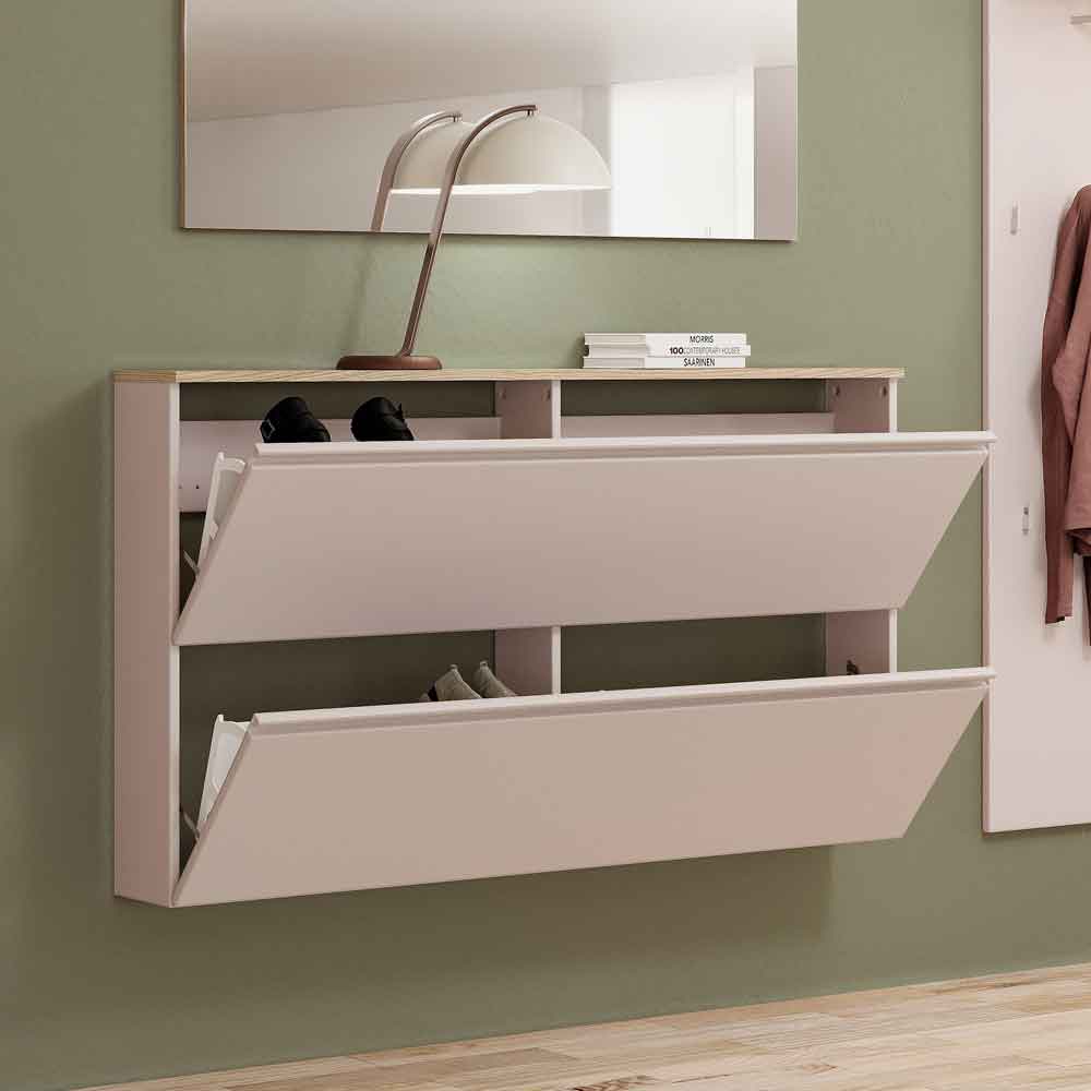 Malvern Wooden Wall Mounted Shoe Storage Cabinet in Cashmere
