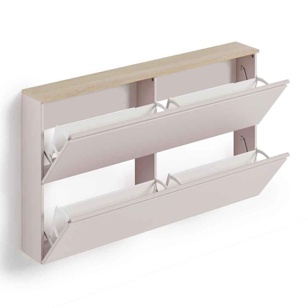 Malvern Wooden Wall Mounted Shoe Storage Cabinet in Cashmere