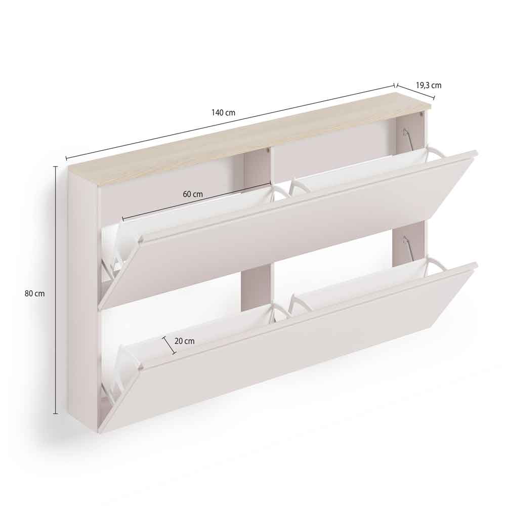 Malvern Wooden Wall Mounted Shoe Storage Cabinet in Cashmere