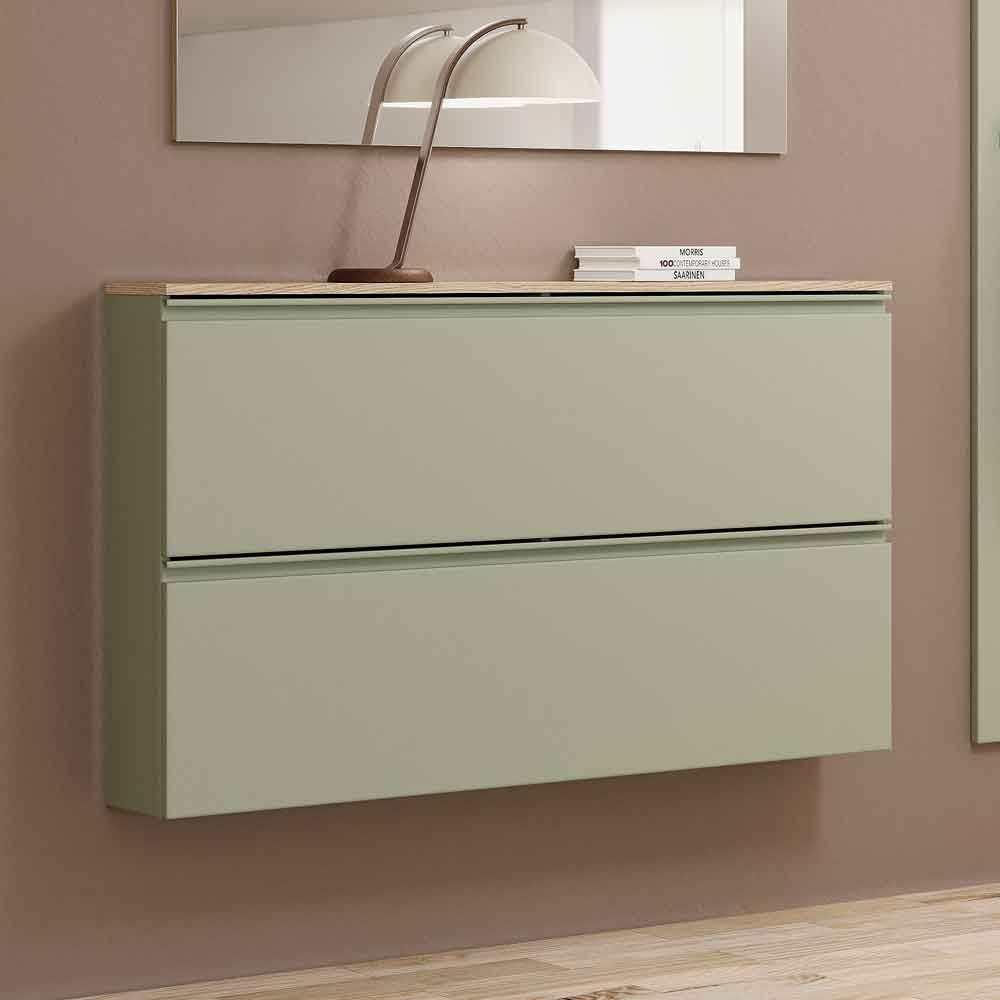 Malvern Wooden Wall Mounted Shoe Storage Cabinet in Sage Green