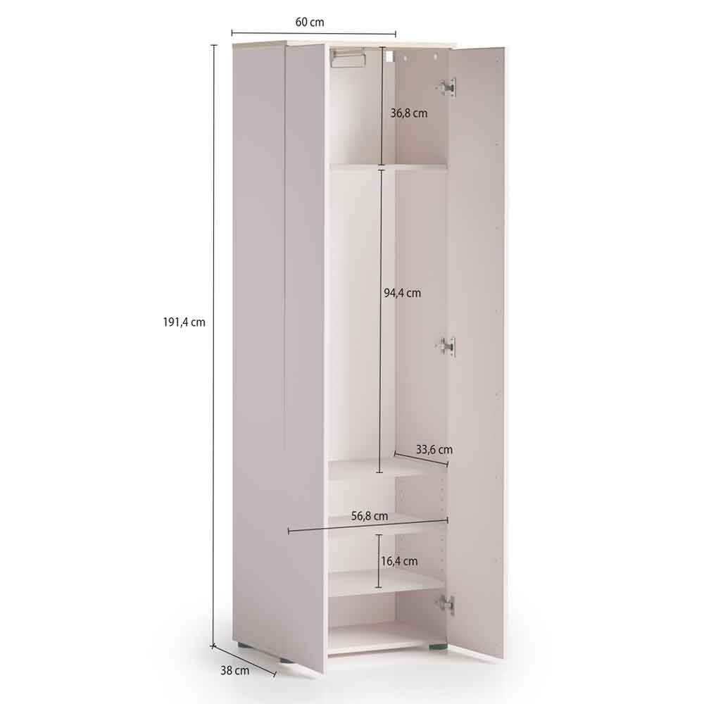 Malvern Wooden Wardrobe with 2 Doors in Cashmere