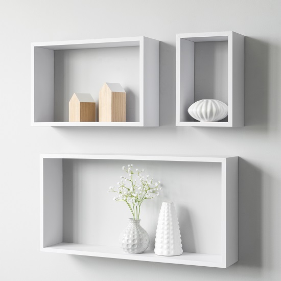 Read more about Malvern contemporary set of 3 shelving unit in white