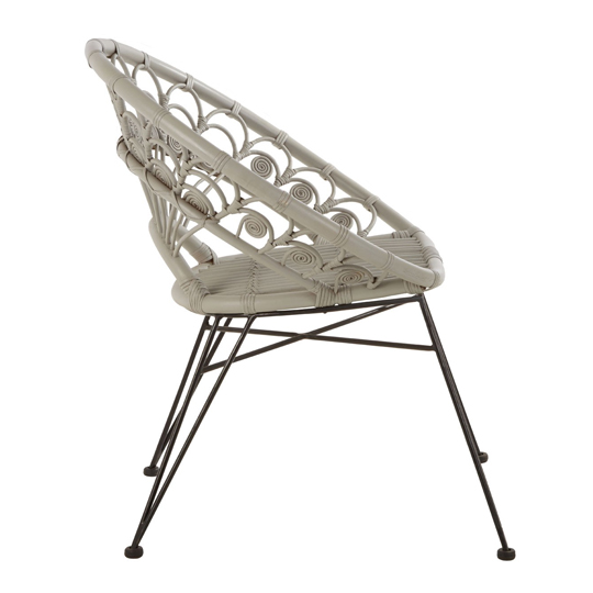 Hunor Grey Kubu Rattan Chair With Black Iron Legs   