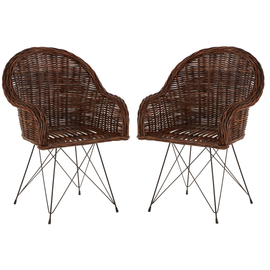 Product photograph of Hunor Natural Croco Rattan Chair In Pair from Furniture in Fashion